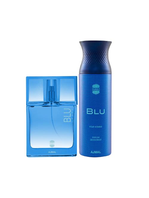 ajmal blu femme edp woody perfume 50ml for women and blu homme deodorant aquatic woody 200ml for men+ 2 parfum testers free - 17138031 - Very Small Image - 1