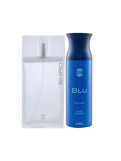 ajmal shiro edp spicy perfume 90ml for men and blu homme deodorant aquatic woody 200ml for men+ 2 parfum testers free - 17138036 - Very Small Image - 1