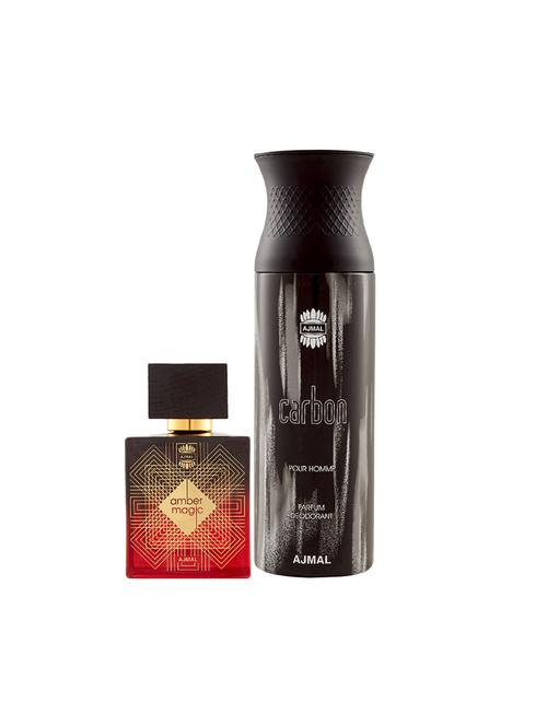 ajmal amber magic edp spicy aromatic 100ml for men and carbon homme deodorant spicy 200ml for men+ 2 parfum testers free - 17138050 - Very Small Image - 1