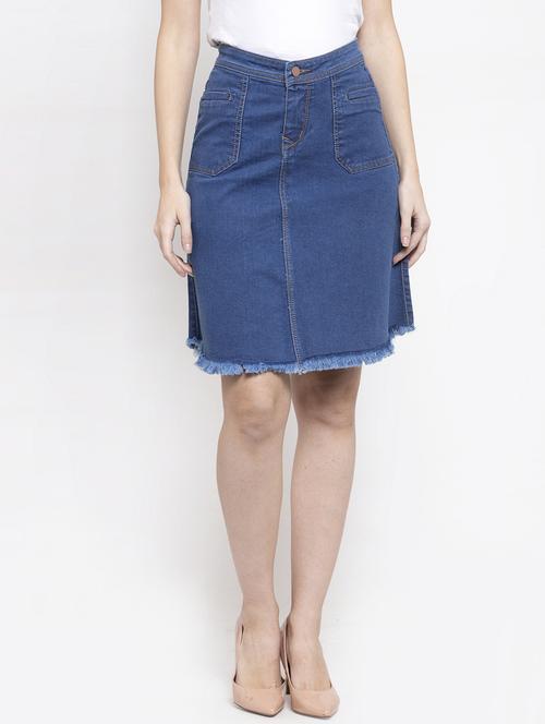 frayed hem denim skirt - 17138779 - Very Small Image - 1