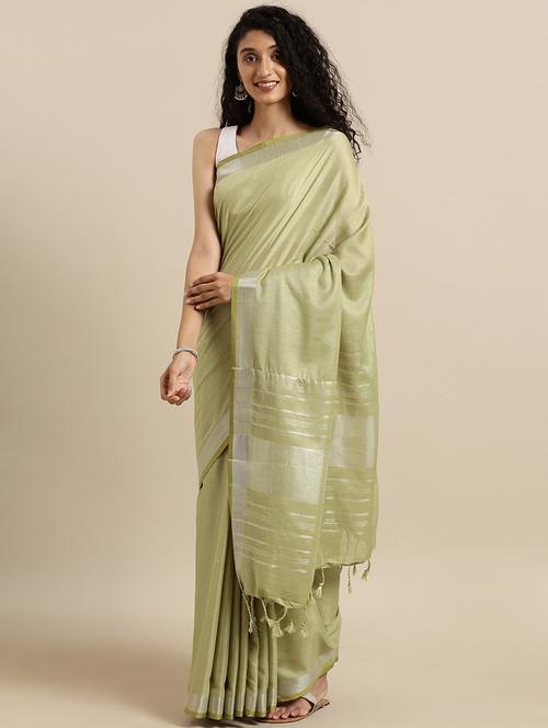 solid woven saree with blouse - 17140977 - Very Small Image - 1