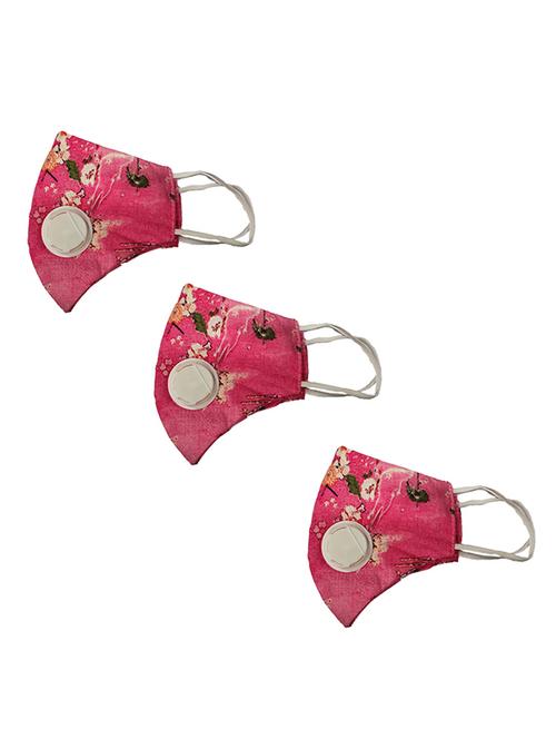 pink anti-pollution women mask ( pack of 3) - 17141049 - Very Small Image - 1