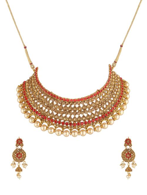 red metal necklaces and earring - 17142001 - Very Small Image - 1