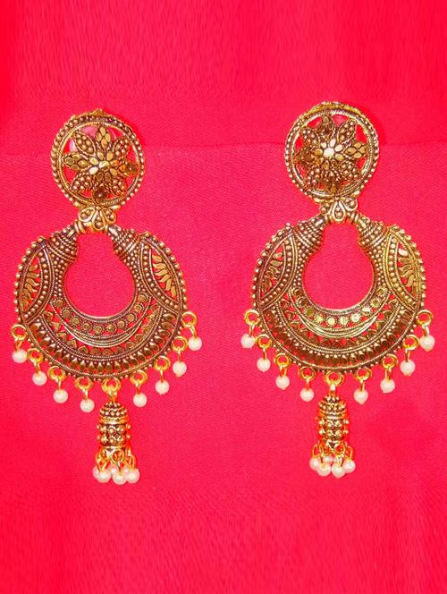 gold metal chandballi earring - 17142489 - Very Small Image - 1