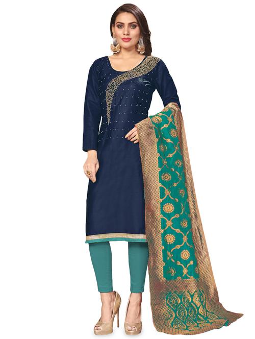 embroidered unstitched suit - 17142720 - Very Small Image - 1