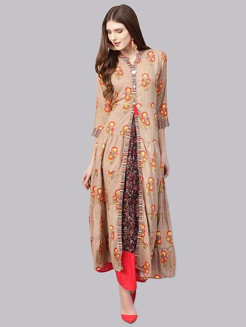 printed flared kurta - 17143607 - Very Small Image - 1