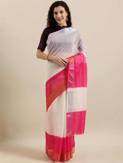 solid color block saree with blouse - 17145576 - Very Small Image - 1