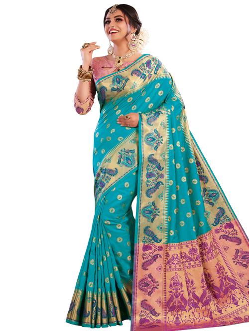 self design woven saree - 17145703 - Very Small Image - 1