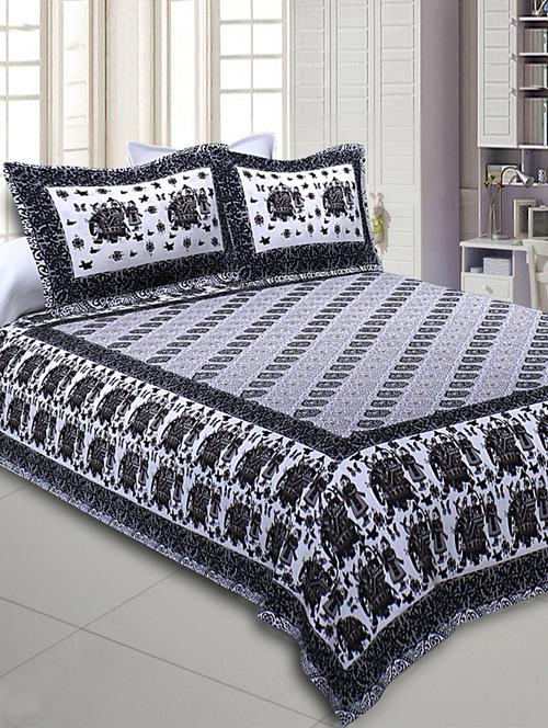 pure cotton jaipuri queen size bedsheet with 2 pillow covers - 17145917 - Very Small Image - 1