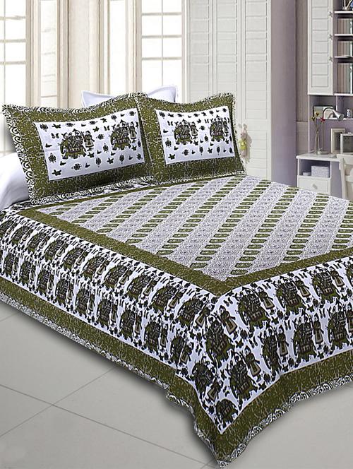 pure cotton jaipuri queen size bedsheet with 2 pillow covers - 17145919 - Very Small Image - 1