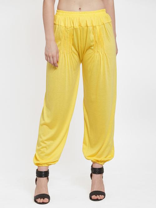 yellow lycra harem salwars - 17146748 - Very Small Image - 1