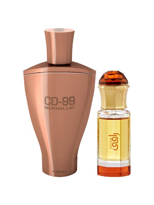 ajmal cd 99 mukhallat cp 14ml for unisex and mukhallat raaqi cp 10ml for unisex + 2 parfum testers free - 17146809 - Very Small Image - 1
