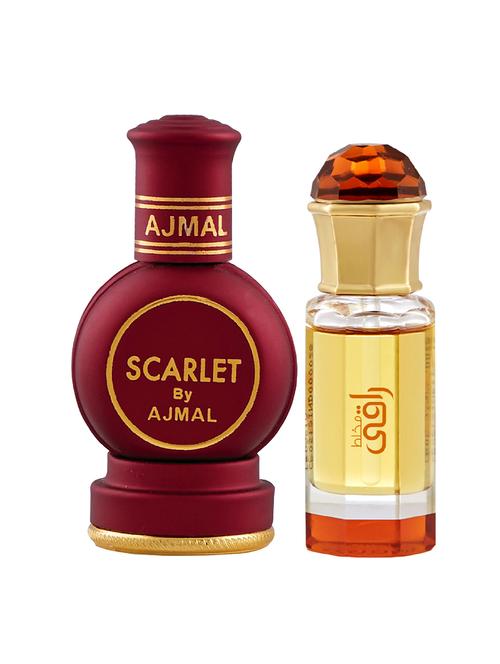ajmal scarlet cp 12ml for unisex and mukhallat raaqi cp 10ml for unisex + 2 parfum testers free - 17146815 - Very Small Image - 1