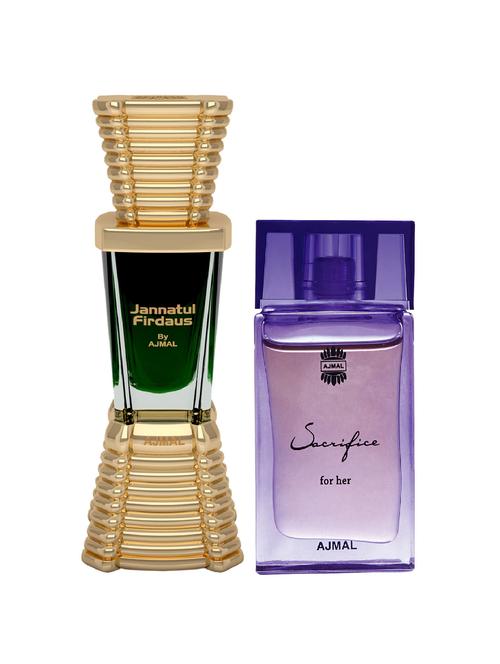 ajmal jannatul firdaus cp 10ml for unisex and sacrifice for her cp 10ml for women + 2 parfum testers free - 17146858 - Very Small Image - 1