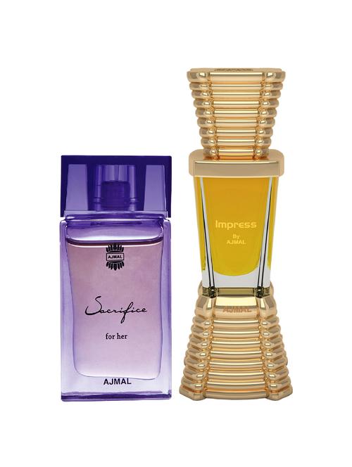 ajmal sacrifice for her cp 10ml for women and impress cp 10ml for men + 2 parfum testers free - 17147085 - Very Small Image - 1