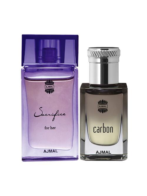 ajmal sacrifice for her cp 10ml for women and carbon cp 10ml for men + 2 parfum testers free - 17147106 - Very Small Image - 1