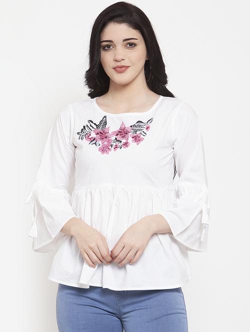 floral embroidered a-line top - 17147476 - Very Small Image - 1