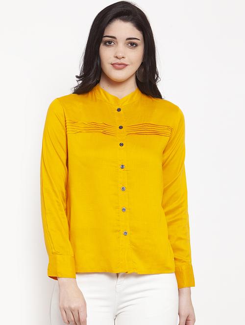yellow rayon regular top - 17147493 - Very Small Image - 1