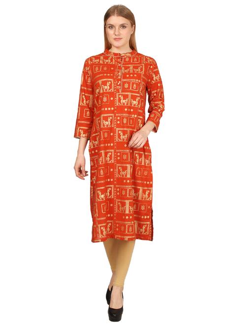 printed straight kurta - 17148433 - Very Small Image - 1