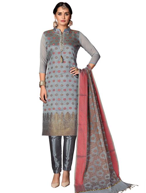 self design semi-stitched suit - 17148605 - Very Small Image - 1