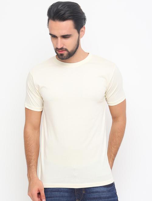 cream solid t-shirt - 17148890 - Very Small Image - 1