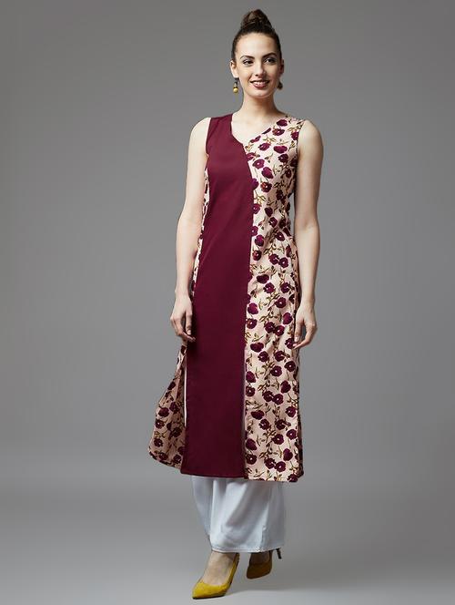 floral double slit kurta - 17149081 - Very Small Image - 1