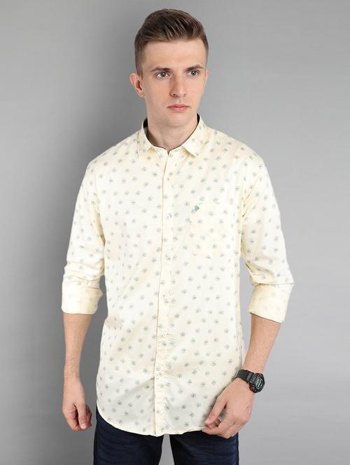 cream printed casual shirt - 17149196 - Very Small Image - 1