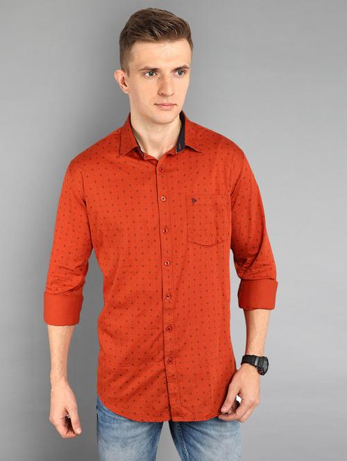 rust printed casual shirt - 17149208 - Very Small Image - 1