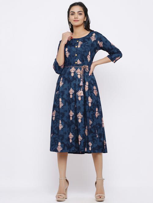 tie front printed a-line dress - 17149325 - Very Small Image - 1