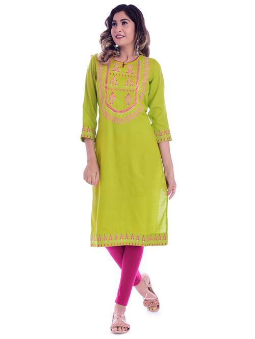 embroidered straight kurta - 17149336 - Very Small Image - 1