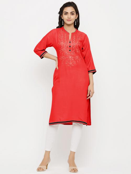 embroidered straight kurta - 17149355 - Very Small Image - 1