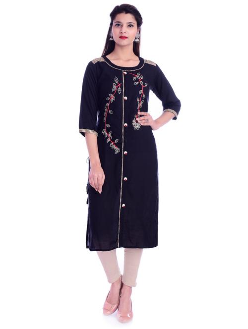 embroidered straight kurta - 17149377 - Very Small Image - 1