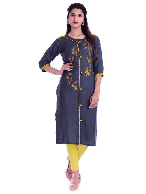embroidered straight kurta - 17149378 - Very Small Image - 1