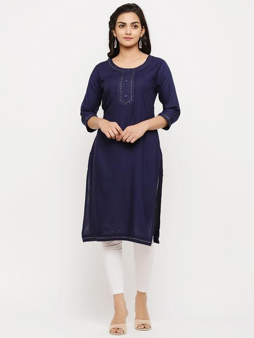 embroidered straight kurta - 17149387 - Very Small Image - 1