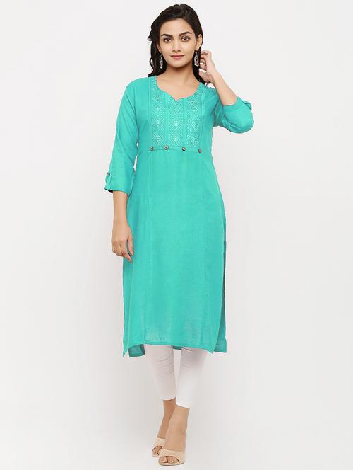 embroidered straight kurta - 17149392 - Very Small Image - 1