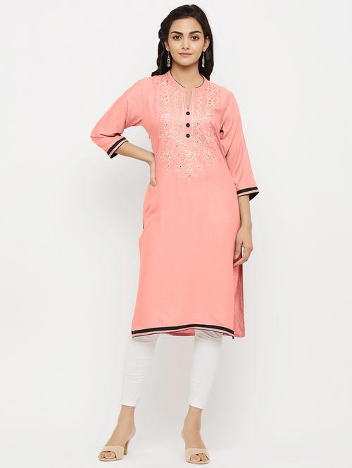 embroidered straight kurta - 17149404 - Very Small Image - 1