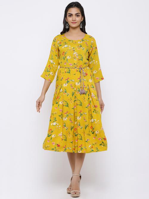 tie front printed a-line dress - 17149682 - Very Small Image - 1