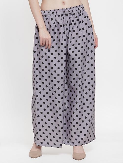 grey crepe flared palazzo - 17149868 - Very Small Image - 1