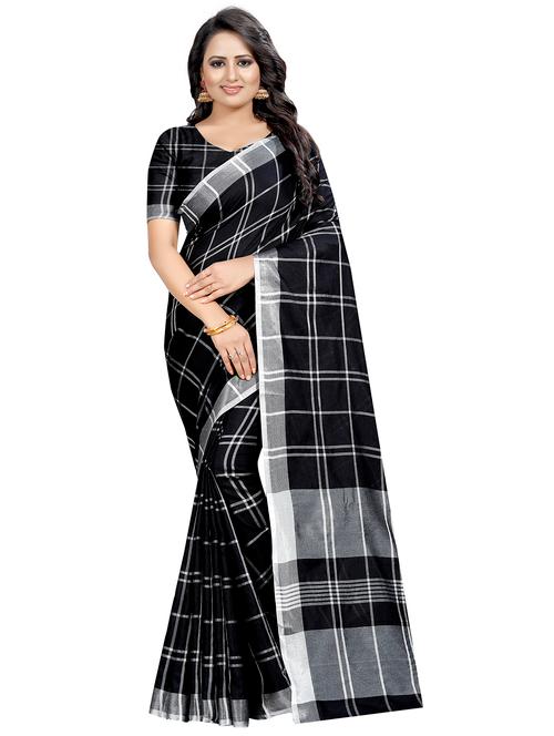 checkered printed saree with blouse - 17149906 - Very Small Image - 1