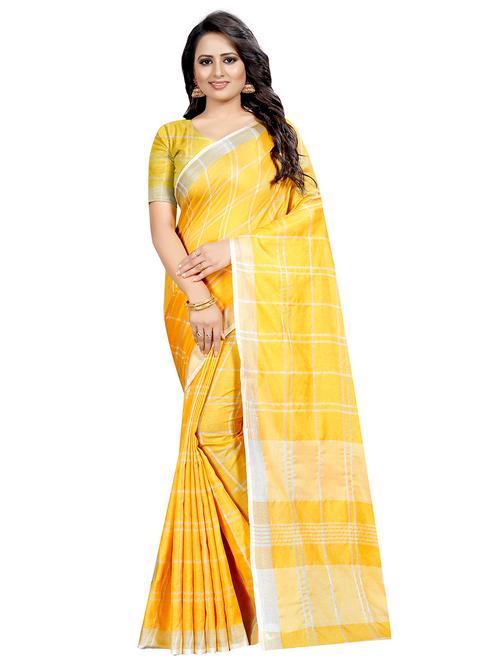 checkered printed saree with blouse - 17149909 - Very Small Image - 1