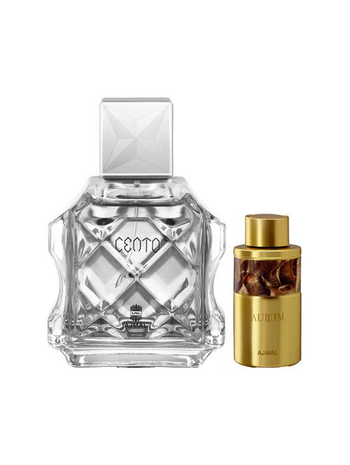ajmal cento edp aromatic 100ml for men and aurum concentrated oil alcohol-free attar 10ml for women + 2 parfum testers free - 17149966 - Very Small Image - 1