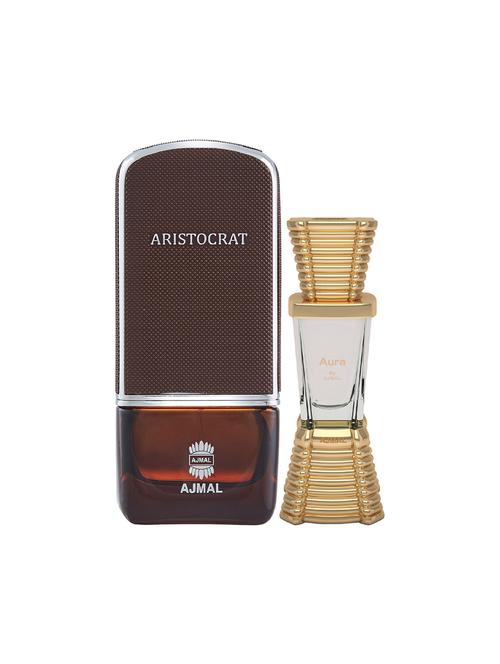 ajmal aristocrat edp 75ml for men and aura concentrated oil alcohol-free attar 10ml for unisex + 2 parfum testers free - 17149995 - Very Small Image - 1