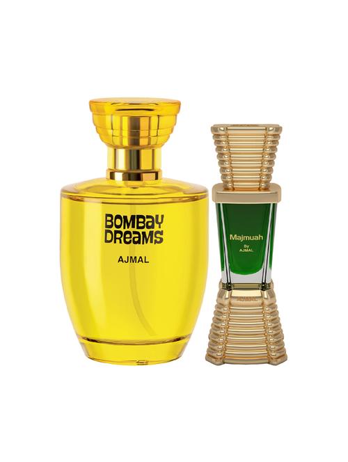 ajmal bombay dreams edp 100ml for women and majmua cp alcohol-free attar 10ml for unisex + 2 parfum testers free - 17150017 - Very Small Image - 1