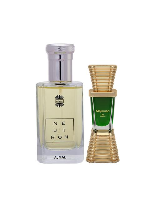 ajmal neutron edp 100ml for men and majmua cp alcohol-free attar 10ml for unisex + 2 parfum testers free - 17150019 - Very Small Image - 1