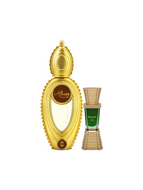 ajmal wisal dhahab edp 50ml for men and majmua cp alcohol-free attar 10ml for unisex + 2 parfum testers free - 17150024 - Very Small Image - 1