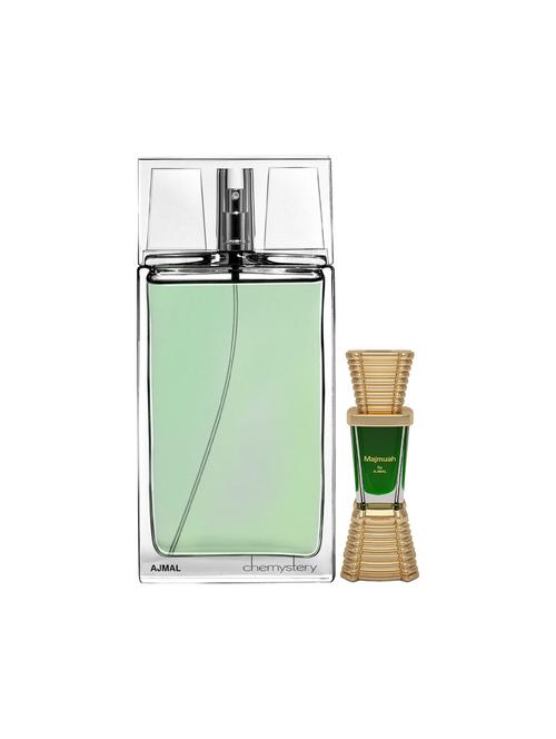 ajmal chemystery edp 90ml for men and majmua cp alcohol-free attar 10ml for unisex + 2 parfum testers free - 17150029 - Very Small Image - 1