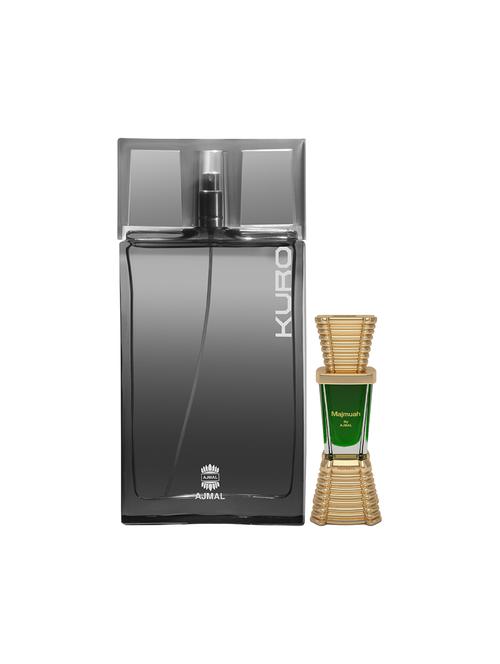 ajmal kuro edp 90ml for men and majmua concentrated oil oriental alcohol-free attar 10ml for unisex + 2 parfum testers free - 17150032 - Very Small Image - 1