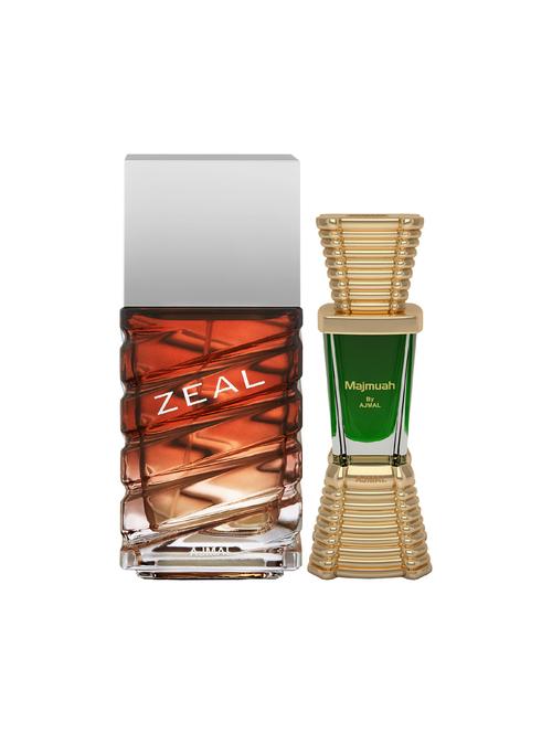 ajmal zeal edp 100ml for men and majmua concentrated oil oriental alcohol-free attar 10ml for unisex + 2 parfum testers free - 17150037 - Very Small Image - 1