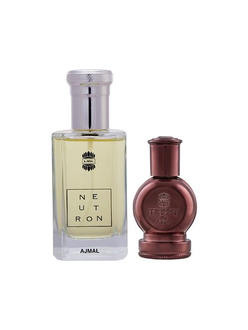 ajmal neutron edp 100ml for men and tempest concentrated oil alcohol-free attar 12ml for unisex + 2 parfum testers free - 17150049 - Very Small Image - 1