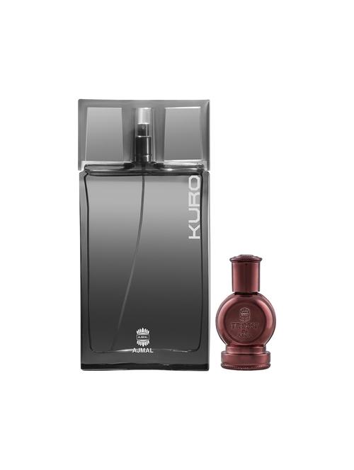 ajmal kuro edp 90ml for men and tempest concentrated oil alcohol-free attar 12ml for unisex + 2 parfum testers free - 17150062 - Very Small Image - 1